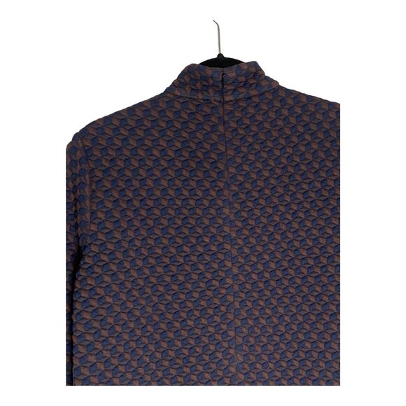 NWT Tuckernuck Navy & Brown Geometric Print Quilted Mock Neck Dress-sz Medium - Picture 5 of 7